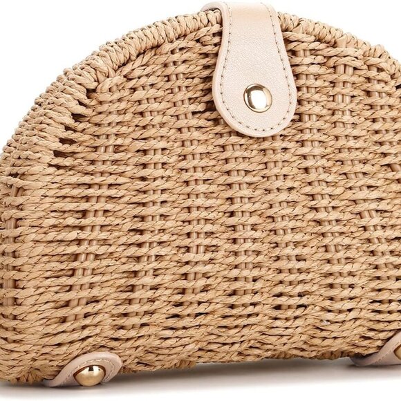 Straw Crossbody Bag Women Summer Handmade Woven Wicker Beach Purse Adjustable - Picture 2 of 4